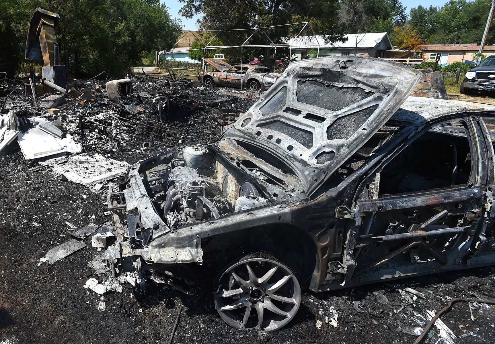Lodge Grass burned car